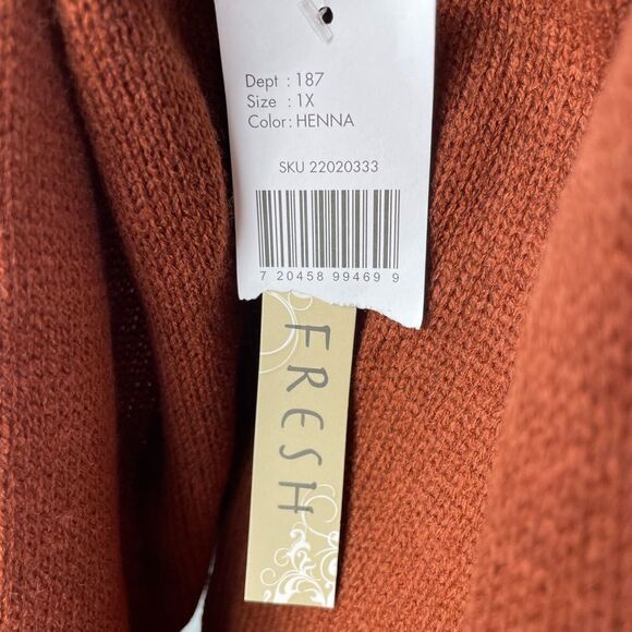 NWT Fresh Henna Open Front Cardigan Sweater Size 1X - Picture 7 of 8